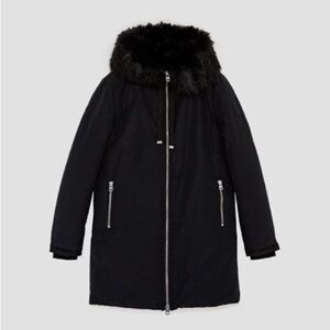 Zara Parka Faux Fur Hooded Winter Coat Fur Lined
